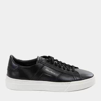 Santoni Classic Double Buckle Black White