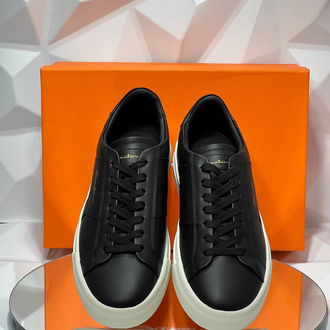 Santoni Classic Double Buckle Black White