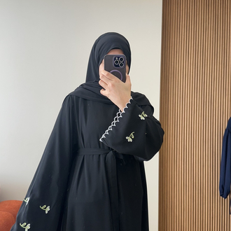 NEVA NAKIŞLI ELBİSE SİYAH (kargo ücretsiz )