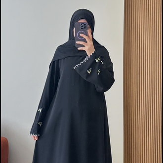 NEVA NAKIŞLI ELBİSE SİYAH (kargo ücretsiz )