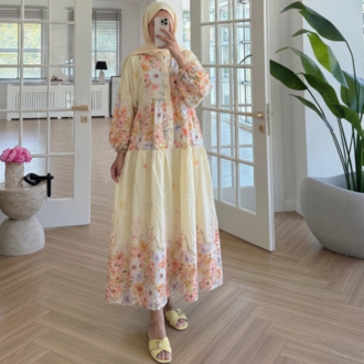 YENİ SEZON ÇİÇEK DESENLİ MANGO KUMAŞ ELBİSE