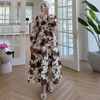 YENİ SEZON DESENLİ MANGO KUMAŞ ELBİSE