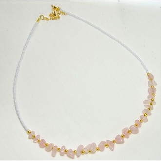 Pembe Kuvars (Quartz) Doğal Taş Kolye