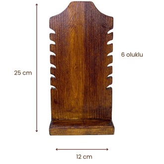 Vintage Görünümlü 6 Oluklu Kolye Bileklik Organizer, Aksesuar Düzenleyici, Ahşap Takı Standı