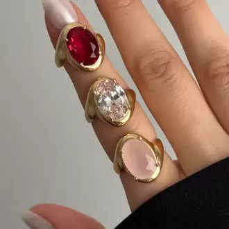 Vintage Kristal Taşlı Yüzük