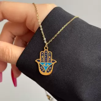 Çelik Hamsa Kolye