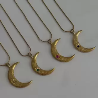 Vintage Moon Kolye/Kırmızı