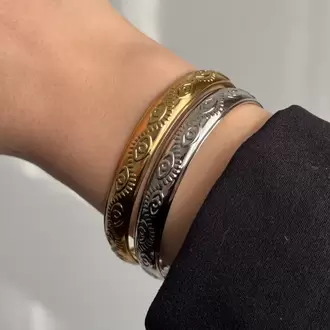 Çelik Vintage Göz Tasarım Kelepçe/Gold