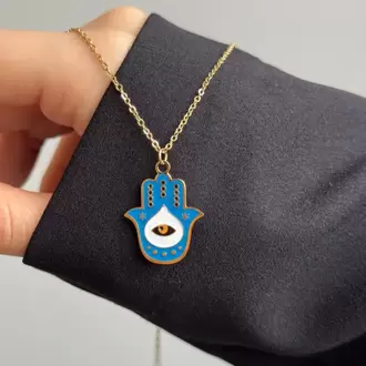 Çelik Hamsa Kolye