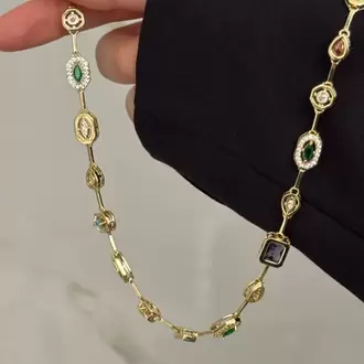 VIP Aura Renkli Taşlı Kolye
