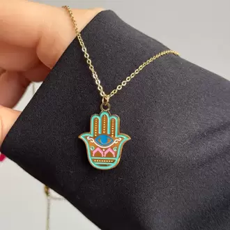 Çelik Hamsa Kolye