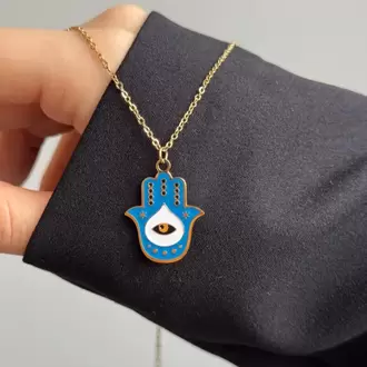 Çelik Hamsa Kolye