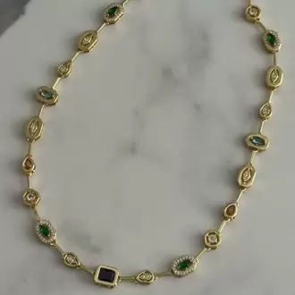 VIP Aura Renkli Taşlı Kolye