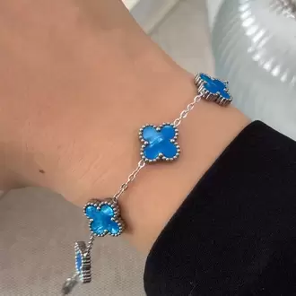 Sedefli Silver Yonca Bileklik | Çelik