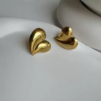 Çelik Gold Kalp Küpe