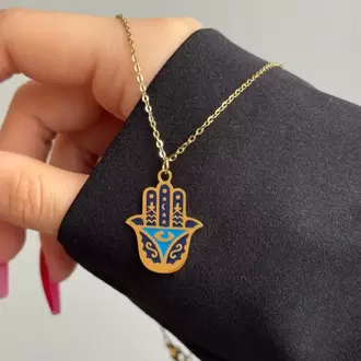 Çelik Hamsa Kolye