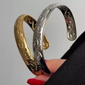 Çelik Vintage Göz Tasarım Kelepçe/Gold