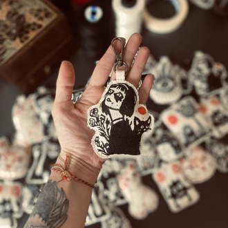El yapımı Charm - Linol Baskı - Bagged Trouble IV