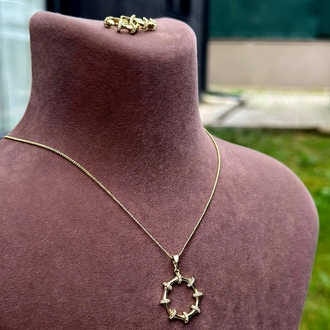 Halka Detaylı Kolye-Küpe Set