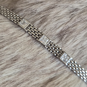 3 taşlı silver bileklik