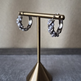 İnci Detaylı Silver Halka Küpe
