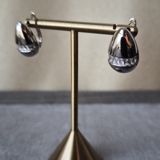 Silver Minimal Taş Detaylı Küpe