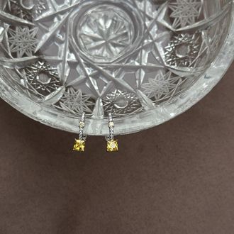 Sarı Taşlı Silver Küpe