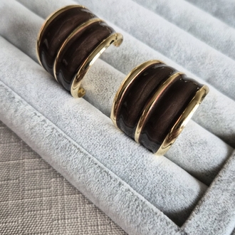 VIP Gold C Form Kahverengi Küpe