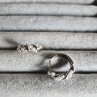 İnci Detaylı Silver Halka Küpe