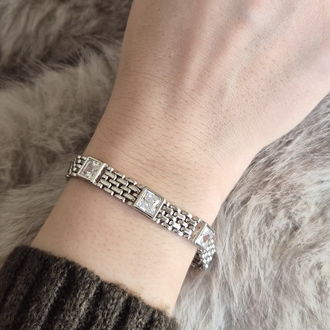 3 taşlı silver bileklik