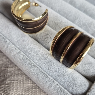 VIP Gold C Form Kahverengi Küpe