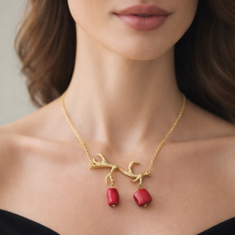 Coral Olive Branch Necklace