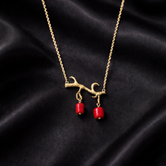 Coral Olive Branch Necklace