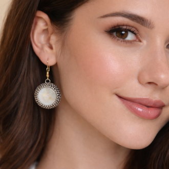 Luna Halo Mother of Pearl Earrings