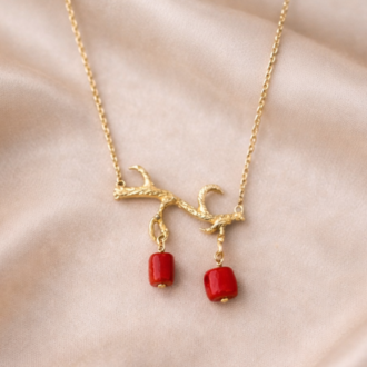 Coral Olive Branch Necklace