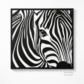 NORDIDA Zebra Metal Duvar Tablosu 70x70 cm – WILDNORTH Collection | WDN603