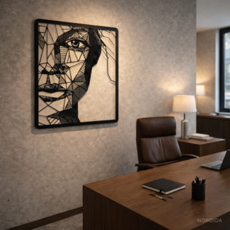 NORDIDA Geometrik Kadın Yüz Metal Duvar Tablosu – Anima Collection | ANM303