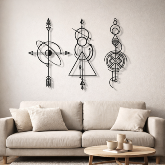 FJORD FJD503 Metal Duvar Dekoru – 3’lü Set (70x35 cm)