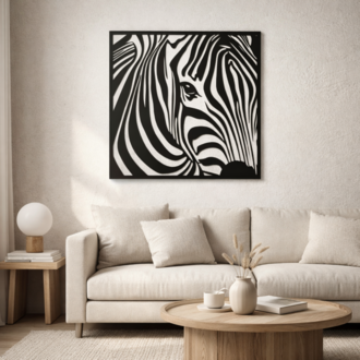 NORDIDA Zebra Metal Duvar Tablosu 70x70 cm – WILDNORTH Collection | WDN603