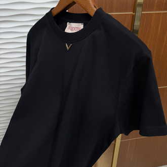 Valentino V Logo Siyah İthal Tişört