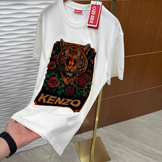 Kenzo Nubuk Baskılı İthal Beyaz Tişört