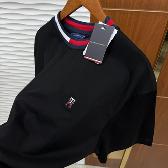 Tommy Plastik Baskı İthal Siyah Tişört