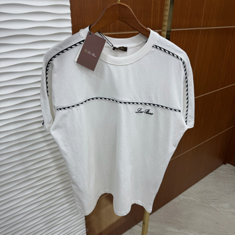 Loro Piana Çizgili İthal Beyaz Tişört