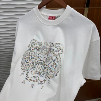 Kenzo Renkli Nakışlı İthal Beyaz Tişört