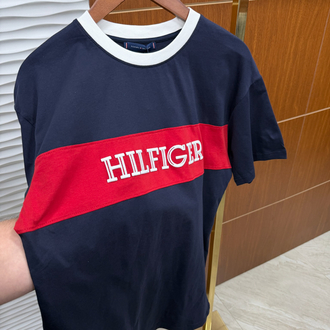 Tommy Göğüs Şeritli İthal Lacivert Tişört