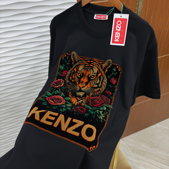 Kenzo Nubuk Baskılı İthal Siyah Tişört