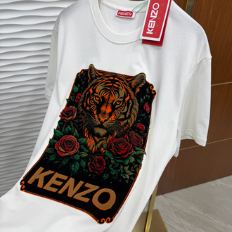 Kenzo Nubuk Baskılı İthal Beyaz Tişört