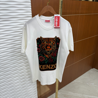 Kenzo Nubuk Baskılı İthal Beyaz Tişört