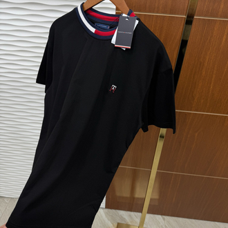 Tommy Plastik Baskı İthal Siyah Tişört