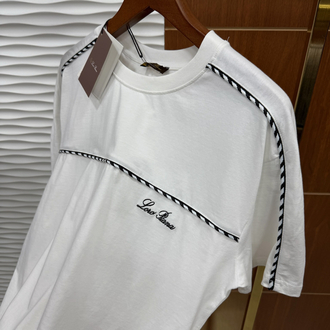Loro Piana Çizgili İthal Beyaz Tişört